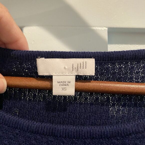 J. Jill Waffle Knit Tunic Sweater XS Blue Thermal Staple Top Coastal Light Layer - Picture 2 of 11